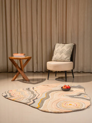 Beige Taupe Fluid Layer Abstract Rug