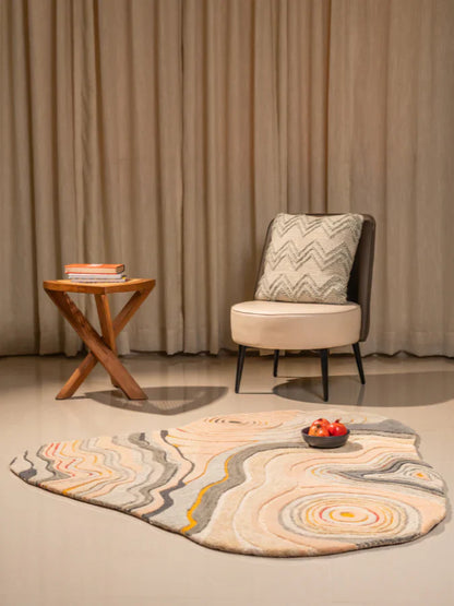 Beige Taupe Fluid Layer Abstract Rug