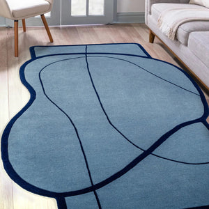 Azure Drift Statement Irregular Rug