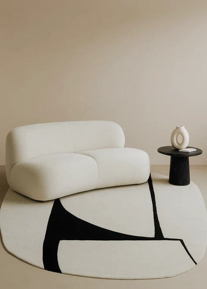 Noir Contour Minimal Irregular Shape Rug