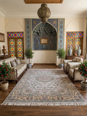 Yaris Grey  Cream Iranian Rug
