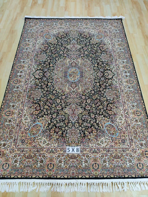 Bakhtyar  Black Cream Iranian Rug