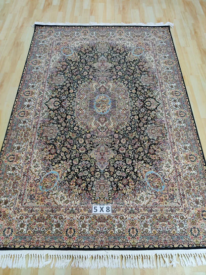 Bakhtyar  Black Cream Iranian Rug