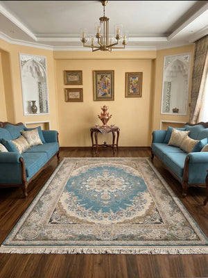 Kalim-Surk Teal Blue Iranian Rug