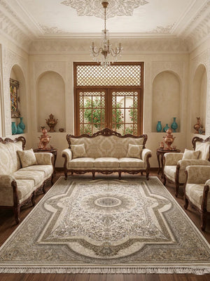 Marium White White Iranian Rug