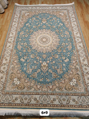 Fauziya Dusty  Blue Iranian Rug