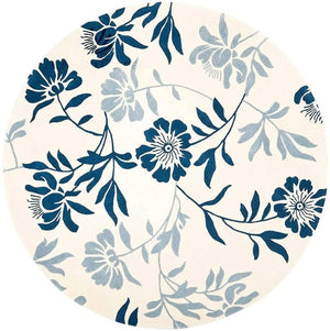 White and Blue Floral Carpet