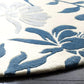 White and Blue Floral Carpet