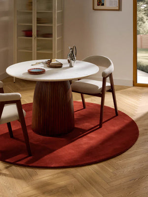 Burgundy Round Hand Tufted Rug