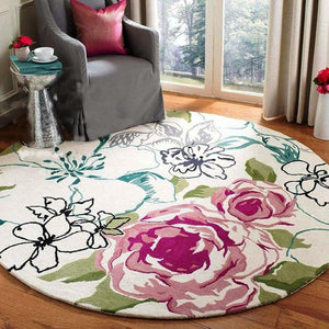 Kristin Floral Round Hand Tufted Rug