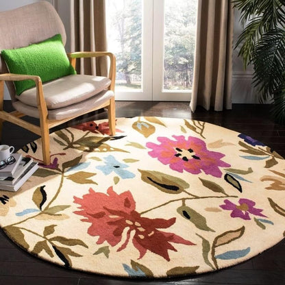 Surma Floral Round Hand Tufted Rug