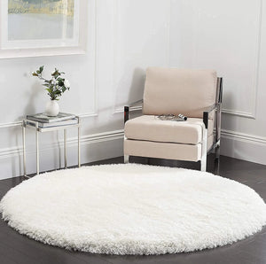 Gelina Pure White Round  Shaggy  Carpet