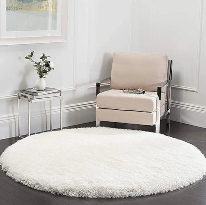 Gelina Pure White Round  Shaggy  Carpet