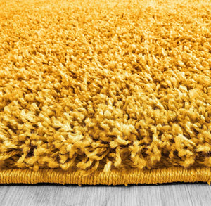 Frismon Mustard Round Shaggy Carpet