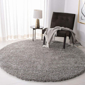 Silver Round Shaggy Carpet