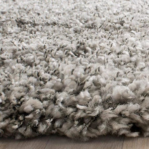 Silver Round Shaggy Carpet