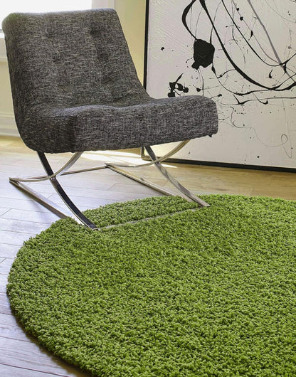 Green Round Shaggy Carpet