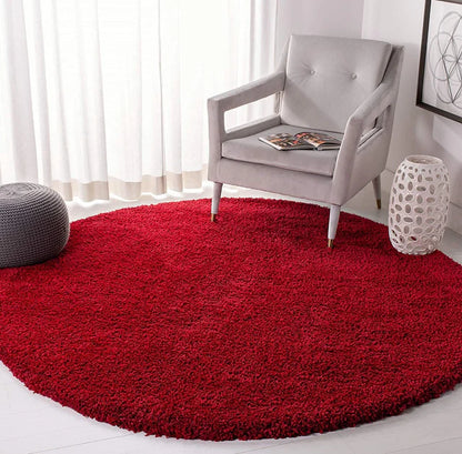 Red Round Shaggy Carpet