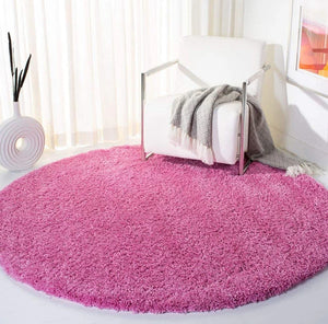 Pink Round Shaggy Carpet