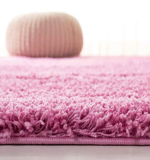 Pink Round Shaggy Carpet