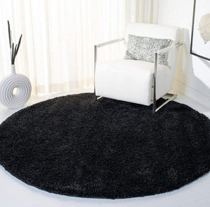 Black Round Shaggy Carpet