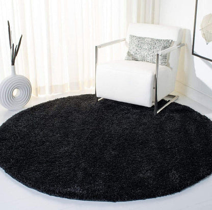Black Round Shaggy Carpet