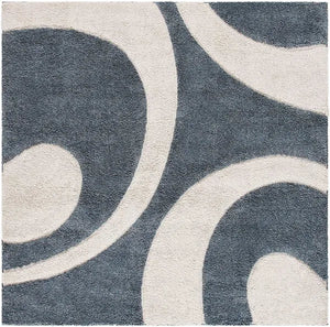 Modern Grey & White Shaggy Carpet