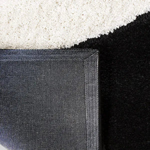 Modern Black , White & Red Geometric Shaggy  Carpet