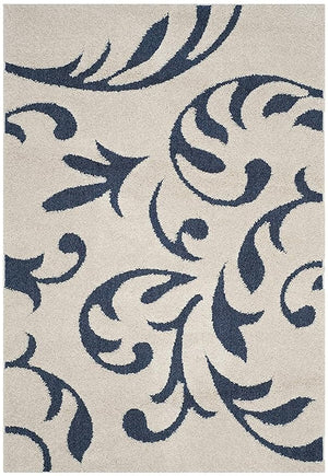 Tori Ivory & Blue Shaggy Carpet