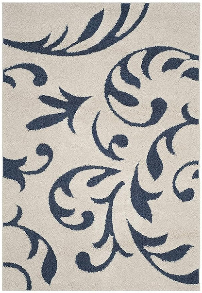 Tori Ivory & Blue Shaggy Carpet