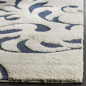 Tori Ivory & Blue Shaggy Carpet