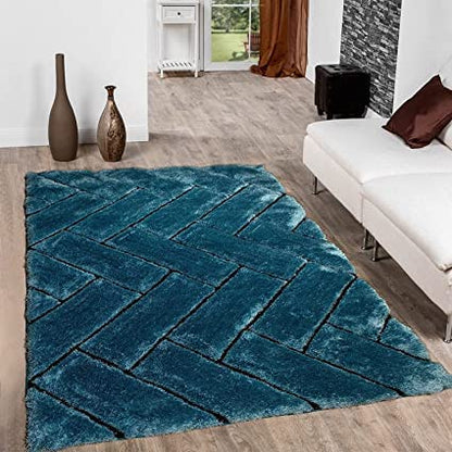 Swirl Blue Shaggy Carpet