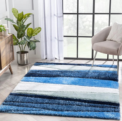 Renso Teal Sky Shaggy Carpet