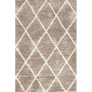 Handmade Beige & White Shaggy Carpet