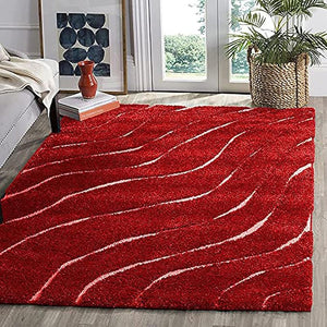 Wave Red Shaggy Carpet
