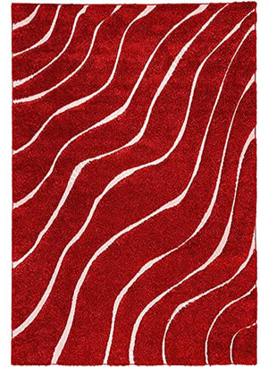 Wave Red Shaggy Carpet