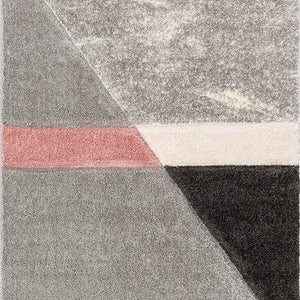 Grey Pink Compass Geometric Shaggy Carpet