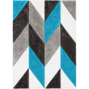 Blue & Black Multicolour Shaggy Carpet