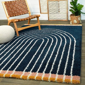 Navy Blue Multicolour Shaggy Carpet