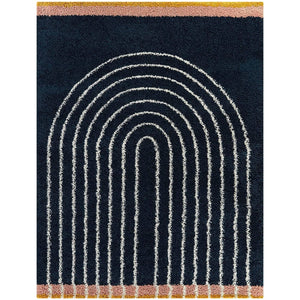 Navy Blue Multicolour Shaggy Carpet