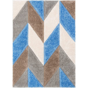 Blue & Brown Multicolour Shaggy Carpet