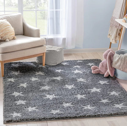 Dark Grey Little Star Shaggy Carpet