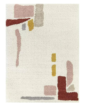 Tiraan White Multicolour Shaggy Carpet