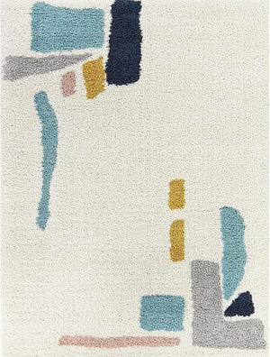 Rolf White Multicolour Shaggy Carpet