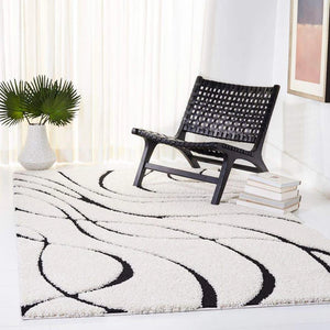 Afreen White & Black Shaggy Carpet