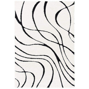 Afreen White & Black Shaggy Carpet