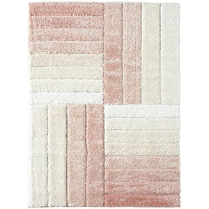 Peach & White 3D Edge Shaggy Carpet