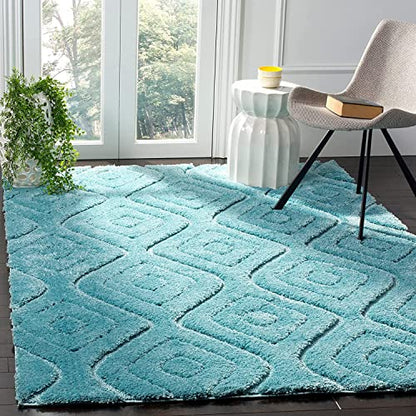 Maze Blue Shaggy Carpet