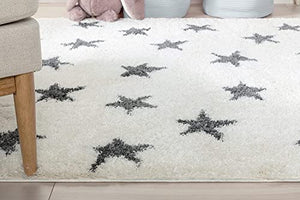 Ivory Little Star Shaggy Carpet