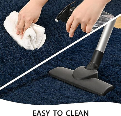 Solid Navy Blue Shaggy Carpet